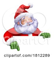 Poster, Art Print Of Cartoon Santa Claus Father Christmas Peeking Sign