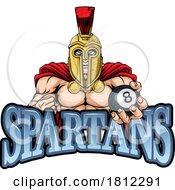 Spartan Trojan Pool Ball Billiards Mascot Cartoon
