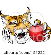 Poster, Art Print Of Wildcat Bobcat Cricket Ball Animal Team Mascot