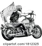 Poster, Art Print Of Black And White American Biker