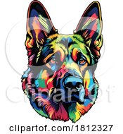Colorful German Shepherd Dog Portrait