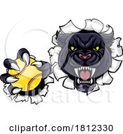 Panther Softball Animal Sports Team Mascot by AtStockIllustration #COLLC1812330-0021