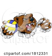 Bear Volleyball Volley Ball Claw Grizzly Mascot by AtStockIllustration #COLLC1812331-0021