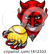 Poster, Art Print Of Devil Softball Sports Team Mascot