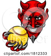 Devil Softball Sports Team Mascot by AtStockIllustration #COLLC1812333-0021