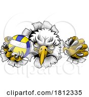 Eagle Hawk Bird Volleyball Volley Ball Mascot by AtStockIllustration