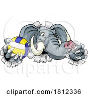 Poster, Art Print Of Elephant Volleyball Volley Ball Animal Mascot