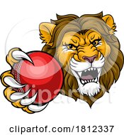 Lion Cricket Ball Animal Sports Team Mascot