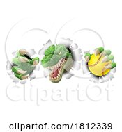 Alligator Crocodile Dinosaur Softball Sport Mascot by AtStockIllustration #COLLC1812339-0021