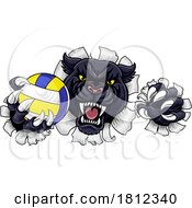 Poster, Art Print Of Panther Jaguar Leopard Volleyball Ball Claw Mascot