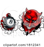 06/02/2024 - Devil Angry Pool 8 Ball Billiards Mascot Cartoon