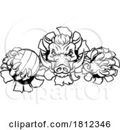 Boar Razorback Hog Volleyball Volley Ball Mascot by AtStockIllustration #COLLC1812346-0021