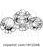 Boar Razorback Hog Volleyball Volley Ball Mascot by AtStockIllustration