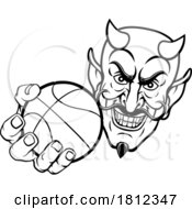 Poster, Art Print Of Devil Satan Basketball Sports Mascot Cartoon