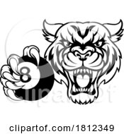 Tiger Angry Pool 8 Ball Billiards Mascot Cartoon by AtStockIllustration #COLLC1812349-0021