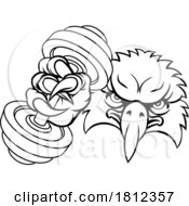 Poster, Art Print Of Eagle Hawk Bird Weight Lifting Dumbbell Gym Mascot