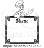 Chef Cook Baker Cartoon Man Menu Sign Background