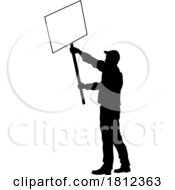 Poster, Art Print Of Protest Rally March Picket Sign Silhouette Person