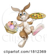 Poster, Art Print Of Easter Bunny Rabbit Cartoon Pizza Restaurant Chef