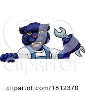 Panther Plumber or Mechanic Holding Spanner by AtStockIllustration #COLLC1812370-0021