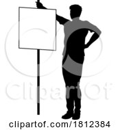 Poster, Art Print Of Protest Rally March Picket Sign Silhouette Person