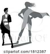 Superhero Business Woman With Super Hero Shadow