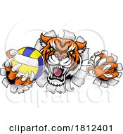 Poster, Art Print Of Tiger Volleyball Volley Ball Animal Sports Mascot