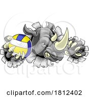 Poster, Art Print Of Rhino Volleyball Volley Ball Claw Animal Mascot