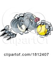 Poster, Art Print Of Elephant Softball Animal Sports Team Mascot