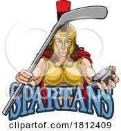 Poster, Art Print Of Spartan Woman Ice Hockey Sports Team Mascot