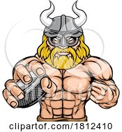 Poster, Art Print Of Viking Man Ice Hockey Sports Team Mascot