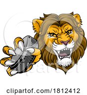 Poster, Art Print Of Lion Ice Hockey Team Sports Animal Cartoon Mascot