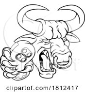 Poster, Art Print Of Bull Minotaur Longhorn Cow Gamer Mascot Cartoon