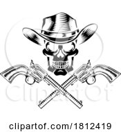 Cowboy Hat Pistols Skull Pirate Cross Bones by AtStockIllustration #COLLC1812419-0021