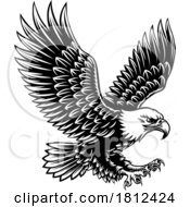 Poster, Art Print Of Bald Eagle Mascot Bird Wings Spread Flying