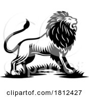 Lion Animal Woodcut Vintage Style Icon Mascot