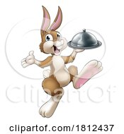 Poster, Art Print Of Easter Bunny Rabbit Cartoon Food Tray Cloche Chef