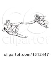 Poster, Art Print Of The Creation Of Adam Vector Illustration Hand Drawn On White Background