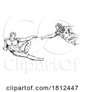 06/04/2024 - The Creation Of Adam Vector Illustration Hand Drawn On White Background