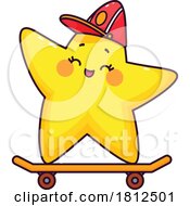 Star Mascot Character Skateboarding