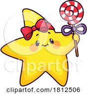 Star Mascot Character With A Lolipop