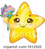 Star Mascot Character With Flowers