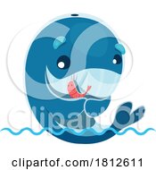 Whale Mascot Holding A Shrimp