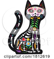 Poster, Art Print Of Cat Mexican Day Of The Dead Sugar Skull Skeleton