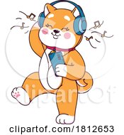 Poster, Art Print Of Shiba Inu Dog Listening To Music