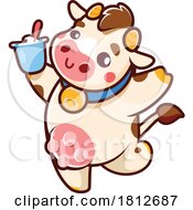 Poster, Art Print Of Cute Dairy Cow With Yogurt