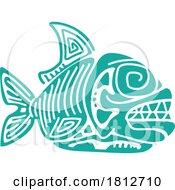 Piranha Fish In Aztec Mayan Totem Style