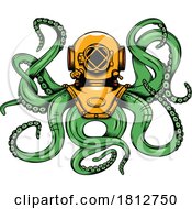 Poster, Art Print Of Octopus Wearing A Divers Helmet