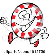 Poster, Art Print Of Happy Running Peppermint Candy Mascot Cartoon