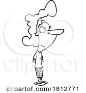 Woman Patiently Waiting Black And White Cartoon